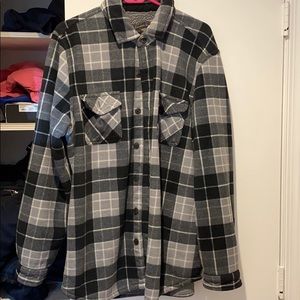 Black and Gray Flannel Jacket